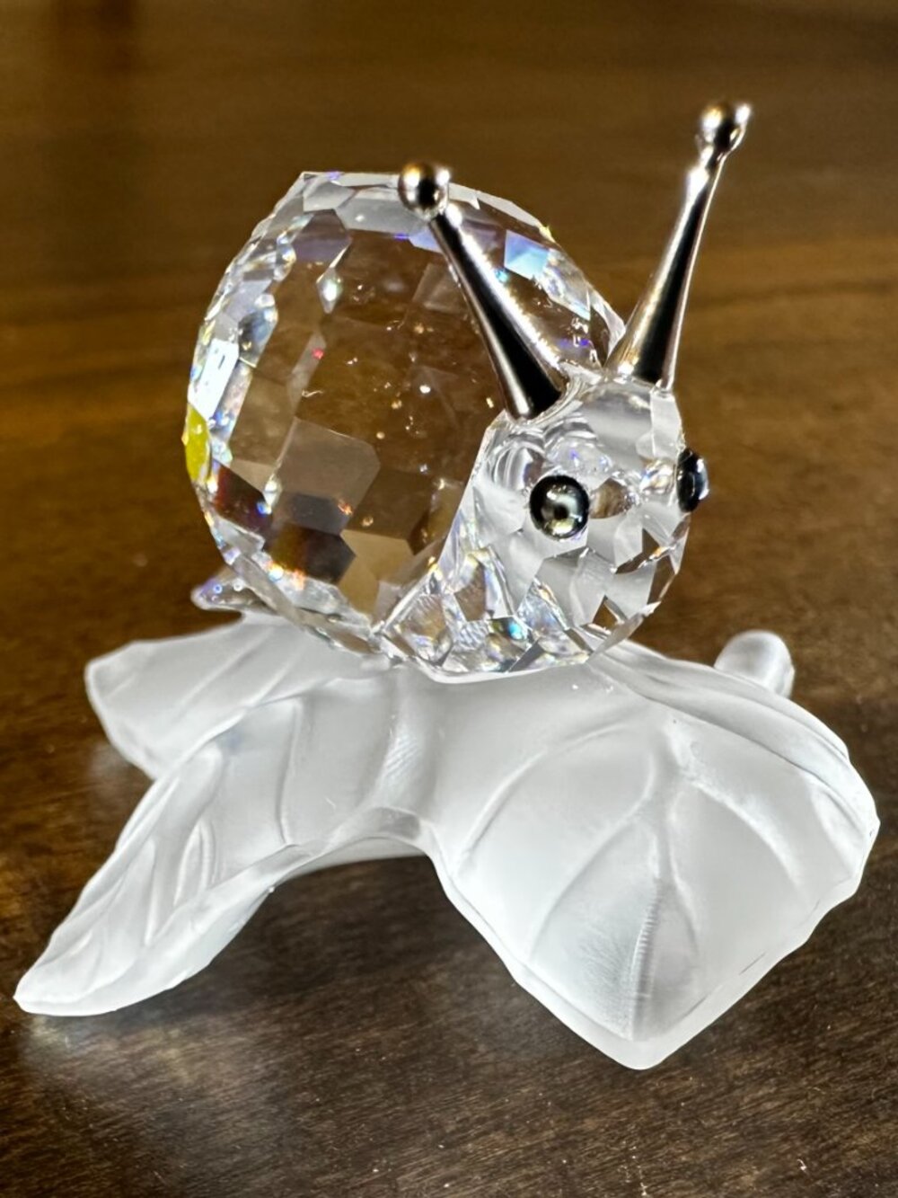 RETIRED Swarovski Crystal Figure w/Box - Snail on Leaf 1 3/4" - 7615 000 005